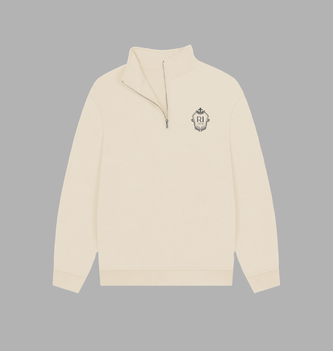 R1 CLUB Quarter zip sweatshirt cream