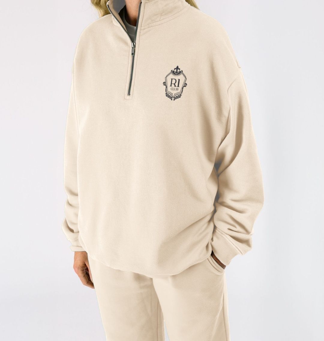 R1 CLUB Quarter zip sweatshirt cream